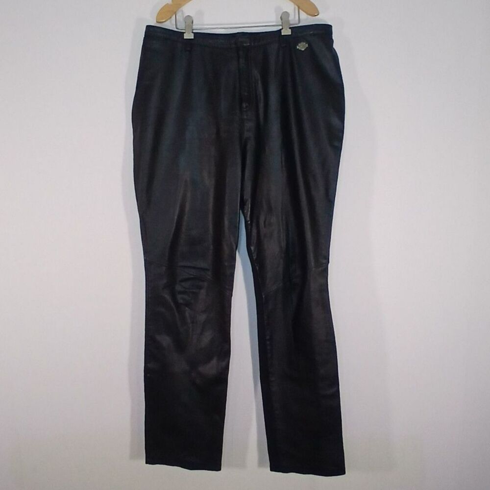 Vtg 2002 Harley Davidson Leather Stretch Pants Womens Plus 46/18W Y2K Matrix